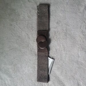 Anthropologie Strechy Silver Metal Rubber Belt -M